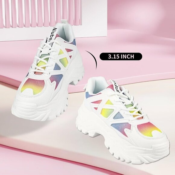 Niluber Walking Shoes Women Size(7-11) Rainbow KPU Fashion Tennis Shoes. - Picture 6 of 7